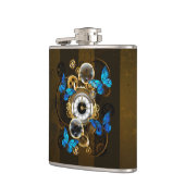 スチームパンクギアとブルーチョウ フラスク (左)