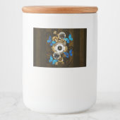 スチームパンクギアとブルーチョウ フードラベル (正面)