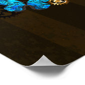 スチームパンクギアとブルーチョウ ポスター (角)