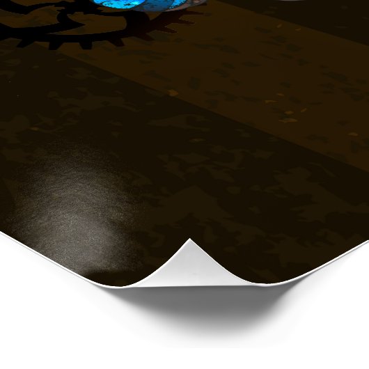 スチームパンクギアとブルーチョウ ポスター (コーナー)