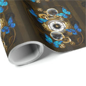 スチームパンクギアとブルーチョウ ラッピングペーパー (ロールコーナー)