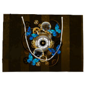 スチームパンクギアとブルーチョウ ラージペーパーバッグ (裏面)