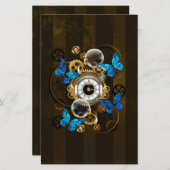 スチームパンクギアとブルーチョウ 便箋 (正面/裏面)