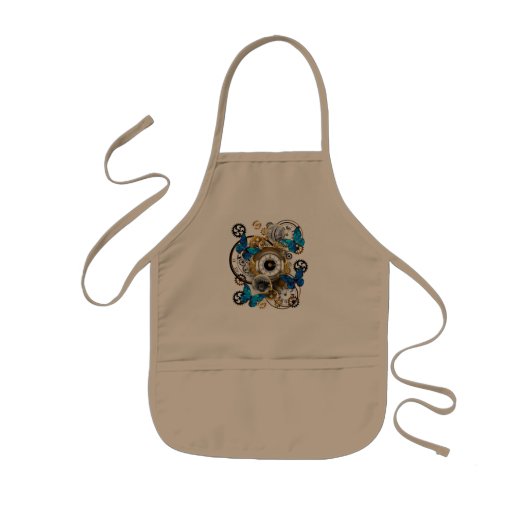 スチームパンクギアとブルーチョウ 子供用エプロン (正面)