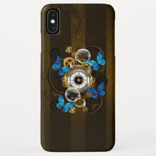 スチームパンクギアとブルーチョウ iPhone XS MAXケース