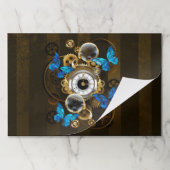 スチームパンクギアとブルーバターフライ ペーパーパッド (折り畳み)