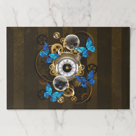 スチームパンクギアとブルーバターフライ ペーパーパッド (正面)