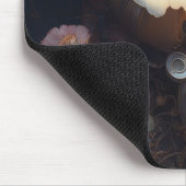 スチームパンクギアと白い花 マウスパッド (コーナー)