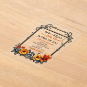 スチームパンクギアと花をテーマ結婚にした アクリル招待状 (レイダウン)