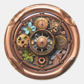 スチームパンクギアと花銅と金ゴールド金属 ラウンドシール (正面)