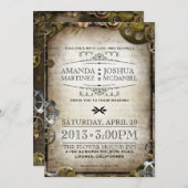 スチームパンクギアビクトリアンヴィンテージ結婚式の招待 招待状 (正面/裏面)