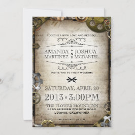 スチームパンクギアビクトリアンヴィンテージ結婚式の招待 招待状