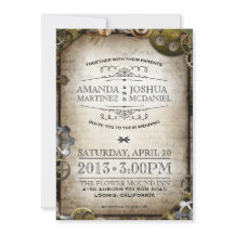 スチームパンクギアビクトリアンヴィンテージ結婚式の招待