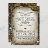 スチームパンクギアビクトリアンヴィンテージ結婚式の招待 招待状 (正面/裏面)