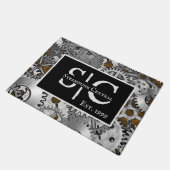 スチームパンクギアワークグランジシルバーブラウンバーンアウト ドアマット (アングル)