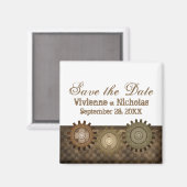 スチームパンクギア日付磁石、ブラウンを保存 マグネット (正面/裏面)