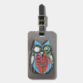 スチームパンクギア機械フクロウ ラゲッジタグ