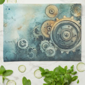 スチームパンクギア水彩 – 時計加工 キッチンタオル (折り畳み)