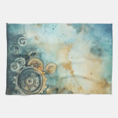 スチームパンクギア水彩 – 時計加工 キッチンタオル (横)