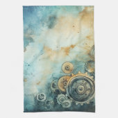 スチームパンクギア水彩 – 時計加工 キッチンタオル (縦)