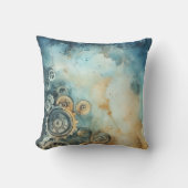 スチームパンクギア水彩 – 時計加工 クッション (正面)