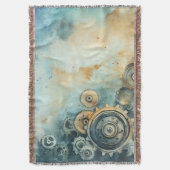 スチームパンクギア水彩 – 時計加工 スローブランケット (正面縦)