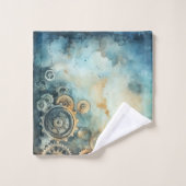 スチームパンクギア水彩 – 時計加工 バスタオルセット (ウォッシュタオル)