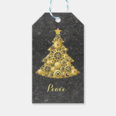 スチームパンクギア金ゴールドクリスマスツリー ギフトタグ (正面)