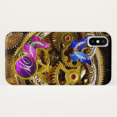 スチームパンクギア、宝石、蝶モノグラム Case-Mate iPhoneケース (裏面(横))