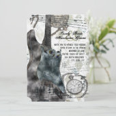 スチームパンクギタータイムミュージック結婚式招待状 招待状 (スタンド正面)