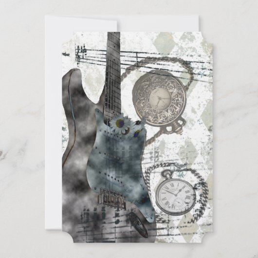 スチームパンクギタータイムミュージック結婚式招待状 招待状 (裏面)