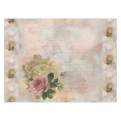 スチームパンクグラム |ピンクと金ゴールドのバラ素朴フローラ テーブルクロス (正面(横))