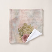 スチームパンクグラム |ピンクと金ゴールドのバラ素朴フローラ バスタオルセット (ウォッシュタオル)