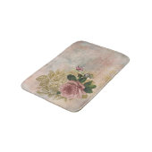 スチームパンクグラム |ピンクと金ゴールドのバラ素朴フローラ バスマット (アングル)