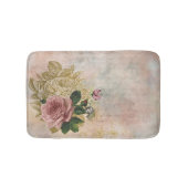 スチームパンクグラム |ピンクと金ゴールドのバラ素朴フローラ バスマット (正面)