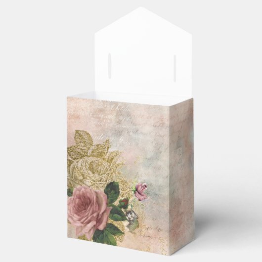スチームパンクグラム |ピンクと金ゴールドのバラ素朴フローラ フェイバーボックス (オープン)