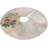 スチームパンクグラム |ピンクと金ゴールドのバラ素朴フローラ ブラッシュドポリエステルツリースカート (アングル)