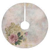 スチームパンクグラム |ピンクと金ゴールドのバラ素朴フローラ ブラッシュドポリエステルツリースカート (正面)