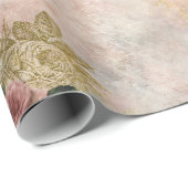 スチームパンクグラム |ピンクと金ゴールドのバラ素朴フローラ ラッピングペーパー (ロールコーナー)