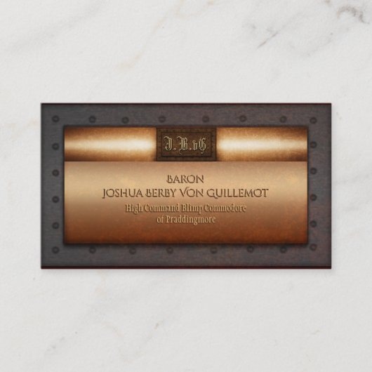 スチームパンクグランジリベット真鍮モノグラムプレート 名刺 (正面)