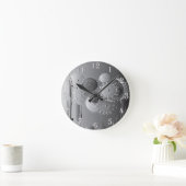 スチームパンクグレーマンダラフローラ(ホワイトナンバー付き) ラウンド壁時計 (ホーム)