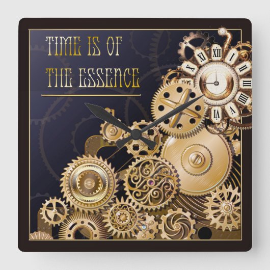 スチームパンクコグの壁時計 スクエア壁時計 (正面)