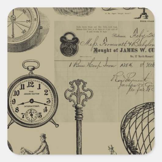 スチームパンクコラージュ スクエアシール (正面)