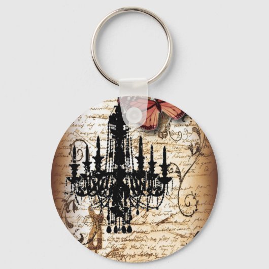 スチームパンクゴシックバタフライパリスヴィンテージシャンデリア キーホルダー (正面)