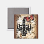 スチームパンクゴシックバタフライパリスヴィンテージシャンデリア マグネット (正面/裏面)