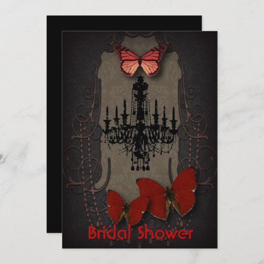 スチームパンクゴシックバタフライパリスヴィンテージシャンデリア 招待状 (正面/裏面)