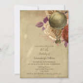 スチームパンクゴールデンホットエアバルーンフローラ誕生日I 招待状 (正面)