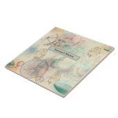 スチームパンクサイクル飛行船とツールキッチン タイル (側面)