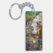 スチームパンクサイバー牛 キーホルダー (正面左)