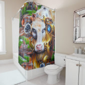 スチームパンクサイバー牛 シャワーカーテン (インサイチュ)